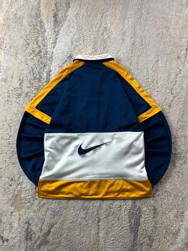 Jaqueta de trilha vintage anos 90 da Nike em azul-marinho e amarelo com zíper tamanho P – photo 9